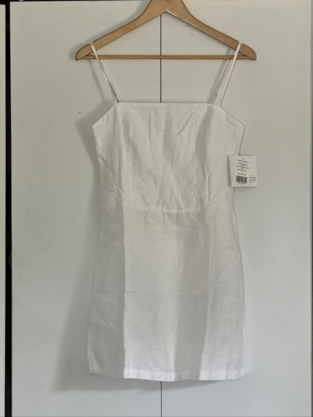 Beyond Yoga White Linen Spaghetti-Strap Mini Dress